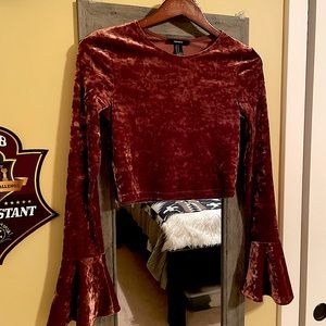 Velvet bell sleeve top